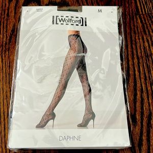 NWT black Wolford Daphne tights Medium